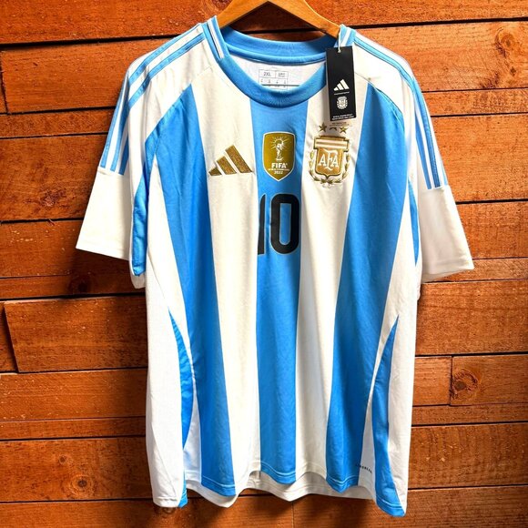 adidas Other - Adidas Argentina Soccer Jersey Mens 2XL Striped Messi #10 World Cup 2022 NEW